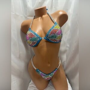 NPC Figure competition suit turquoise handmade 
NWT 34B small bottoms